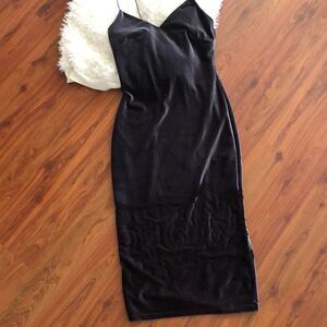 The Vintage Shop velvet body con dress M Gray